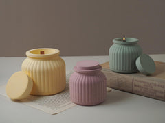 RKPM HOMES Storage Box Resin Molds I Concrete Round Stripe Silicone Casting Mould with Lid I for DIY Handmade Candles Necklace Earring Art Crafts Jewelry Ring Trinket Container Flower Pot (Small)