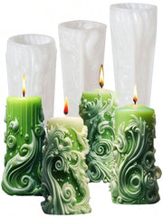 RKPM HOMES Wonderful World Spiral Pattern Candle Mold I 3D Snowflake Carved Circular Cylindrical Silicone Epoxy Mould I for DIY Handmade Ornament Cake Décor Aromatherapy Soap Resin Art Craft (236)