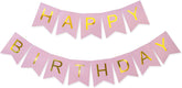 RKPM HOMES Stamping Happy Birthday Letter Pull Flag Banner Children Adult Birthday Party Decoration Layout Birthday Fish Tail Flag Party Decoration Material (Pink Gold)