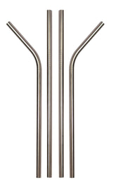 RKPM Stainless Steel Straws, Reusable Drinking Straws Eco-Friendly for 250-800 ML Tumblers Cups Mugs Cold Beverage with FDA Grade (2 Straight - 2 Bend with Cleaning Brush)