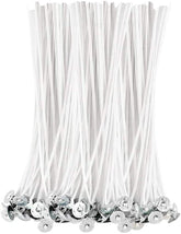 RKPM HOMES Cotton Wick With Metal Sustainer Tabs | Low Smoke Pre-Waxed for Candle Making | Homemade DIY Decorating Art | Accessory - Pack of 100 (15 CM)