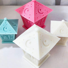 RKPM HOMES Eid Lamp Candle Mold I 3D Fondant Moon Four-Side Lamp Shape Silicone Epoxy Mould I for DIY Handmade Ornament Chocolate, Cake Décor, Aromatherapy, Soap, Resin Art Crafts Home Décor (Large)