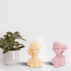 RKPM HOMES Close Eyes and Blind Woman Body Shape Candle Molds I 3D Fondant Silicone Bust of Girl Wax Mould I for Handmade Ornament Aromatherapy Plaster, Soap, Resin Casting, Art Craft Making Tools - 2Pcs