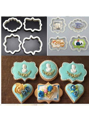 RKPM HOMES 4-Pieces DIY Cake Plunger Cutter, Biscuit Cutters Sugarcraft Cake Decorating, Frame Shape Cutter
