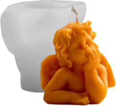 RKPM HOMES Multi-Style Angel Candle Mold I 3D Cupid Baby Angel Shape Silicone Epoxy Mould I for DIY Handmade Ornament Chocolate, Cake Décor, Aromatherapy, Soap, Resin Art Craft Making - 1 Cavity (E)
