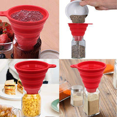 RKPM HOMES Silicone Collapsible Funnel | Kitchen Funnel | Narrow/Wide Mouth Foldable | for Filling Bottles, Transferring Liquid, Powder Transfer | Food Grade – Random Color - Pack Of 1