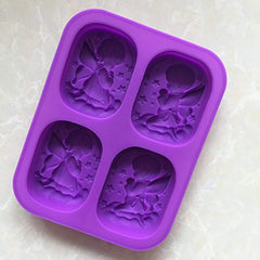 RKPM Homes 4 Cavity 3D Angels Silicone Mold for DIY Cake Chocolate Panna Cotta Pudding Jelly Baking Soap molds (Purple Color)