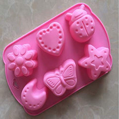 RKPM HOMES Flower Soap Molds Candy Molds Silicone Molds Chocolate Molds Jello Molds Biscuit Cake Baking Mold Ice Cube Tray Muffin Pan, 6 Cavity Mold
