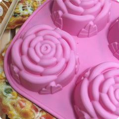 RKPM HOMES 6 Cavity Silicone Rose Shape Muffin Cupcake Baking Tray
