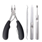 RKPM HOMES By 4Pcs Ingrown Toe Nail Clippers Tool Set, Stainless Steel Professional Ingrown or Thick Toenails Trimmer, Nail Clipper, Cuticle Fork, Nail File, Nail Cleaner Tool (Black)
