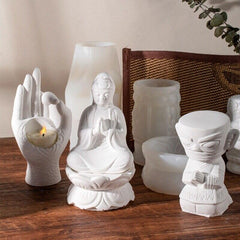 RKPM HOMES Lord Buddha Shape Candle Molds I 3D Fondant Pillar Silicone Wax Mould I for Handmade Ornament Aromatherapy Plaster, Soap, Clay, Resin Epoxy Casting, Art Craft Making Home Party Decoration