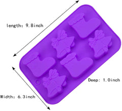 RKPM HOMES 6 Cavities Silicone Soap Molds, Homemade Soap Making Chocolate Baking Molds (6 Piece Christmas Shoe Bell Mold)