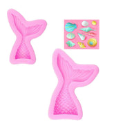 RKPM HOMES Silicone Mermaid Tail Fondant Soap Molds Seashell Sea Shell Starfish Chocolate Candy Sugarcraft Cake Decorating Polymer Clay Mold Tools. (2 Shape Fish Tail and Square)
