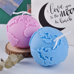 RKPM HOMES Globe Candle Mold I 3D Earth Round Shape Casting Silicone Cement Mould I Succulent Concrete Molds for DIY Handmade Desktop Ornaments Aromatherapy Plaster Resin Art Craft Making Home Décor