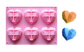 RKPM HOMES Diamond Heart Shape Chocolate Fondant Mould I 3D Love Silicone Baking Mold Tray I for Handmade DIY Jelly Cakes Dessert Candy Pastry Polymer Clay Muffin Cupcake Decoration Tools - 6 Cavity