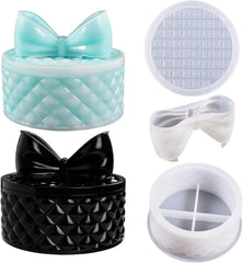 RKPM HOMES Box Resin Molds I Crystal Round Silicone Epoxy Casting Mould with Bows Lid I for DIY Handmade Necklace Earring Art Crafts Jewelry Storage Box Ring Trinket Container Home Decorations