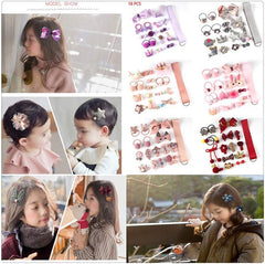 RKPM HOMES Hair Clips Set I Hair Ties Elastic I Hair Rope Barrettes, Cute Hair Bows, Ponytail Holder Hairpins Set I Hair Accessories I for Baby Girls Teens Toddlers – Set of 18 (Purple)