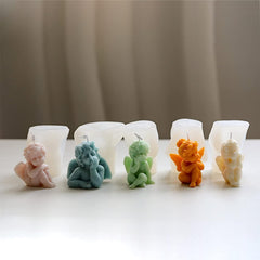 RKPM HOMES Multi-Style Angel Candle Mold I 3D Cupid Baby Angel Shape Silicone Epoxy Mould I for DIY Handmade Ornament Chocolate, Cake Décor, Aromatherapy, Soap, Resin Art Craft Making - 1 Cavity (E)