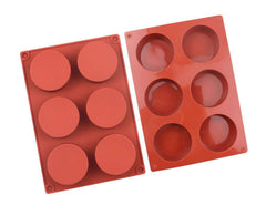 RKPM HOMES 6-Cavity Large Round Silicone Disc Cake Mold Non-Stick Baking Molds Cake, Candy, Soap (6 Cavity Disc Round Mold Small)