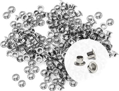 RKPM HOMES Grommet Eyelet Hole Rivets, Set of 100 | 3MM Hole Round Metal Self-Backing Eyelet | for Leather Craft DIY Scrapbooking Shoes Belts Clothes Fashion Practical Accessories (Silver)