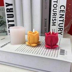 RKPM HOMES Tulip with Leaves Shape Candle Mold I 3D Fondant Tulips Flower Pillar Silicone Epoxy Mould I for DIY Handmade Ornament Chocolate Cake Décor Aromatherapy Soap Resin Art Craft Making – 1 Pcs