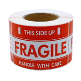 RKPM HOMES Handle with Care Fragile Stickers I Rectangular Strong Adhesive Labels I White Red Warning Sticker I for Safe Shipping Goods Packing I 3 x 2 Inch - 300 Pcs (Type D)