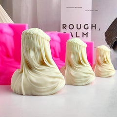 RKPM HOMES Veiled Lady Candle Mold I 3D Silicone Veiled Female Bust Sculpture Statue Mould I for Handmade Ornament Aromatherapy Soap, Chocolate, Cake Décor, Resin Casting, Art Craft Making (3 Pcs)
