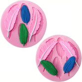 RKPM HOMES Feather Pattern Chocolate Mould | Silicone 3D Candy Mold | Baking Tools for Cake Chocolate Candy Ice Jelly Soap Pudding | Cake Baking Moulds | Bakeware Molds | Pink | 4 Cavity - 2 Pcs