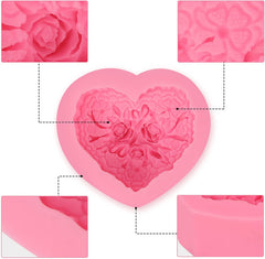 RKPM HOMES 3D Valentine Rose Flower Mold Love Heart Shape Mold DIY Fondant Sugar Pudding Soap Candle Mould