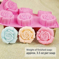 RKPM HOMES 6 Cavities Silicone Soap Molds, Homemade Soap Making Chocolate Baking Molds (Large Rose Flower)