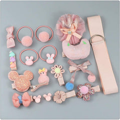 RKPM HOMES Hair Clips Set I Hair Ties Elastic I Hair Rope Barrettes, Cute Hair Bows, Ponytail Holder Hairpins Set I Hair Accessories I for Baby Girls Teens Toddlers – Set of 18 (SnowBean)