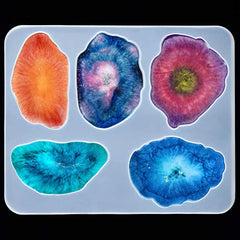 RKPM HOMES Coaster Molds I Silicone UV Epoxy Resin Casting Irregular Cloud Shape Mould I for DIY Art Crafts Jewelry Trinket Container Home Table Slice Decorations - 5 Cavity