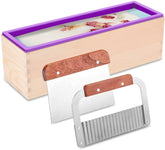 RKPM HOMES Soap Cutter Wood Set I Wooden Mold for Soap Making, Bread Loaf Toast Cutting, 2 Pcs Straight Wavy Stainless Steel Rectangular Sturdy Safe Cutter Slicer Planer Knife, Baking Tools