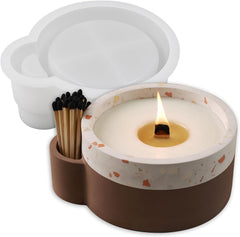 RKPM HOMES Candle Holder Vase Resin Mold with Match Holder I 3D Large Round Vessels Silicone Epoxy Casting Mould I Concrete Molds for DIY Handmade Storage Box Plaster Art Crafts Flower Plant Holder
