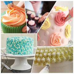 RKPM HOMES 6 Pcs Nozzles Set with Icing Piping Bag and Coupler | Stainless Steel Frosting Icing Piping Nozzles | for Decorating Cupcake Pastries Desserts Tarts Pie | Baking Supplies Tools - Pack of 8