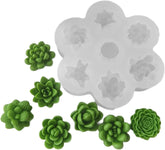 RKPM HOMES Succulent Candle Mold I 3D Fondant Cactus Flower Leaves Plants Shape Silicone Scented Wax Mould I for DIY Handmade Ornament Cake Décor Aromatherapy Soap Resin Art Crafts Making - 7 Cavity