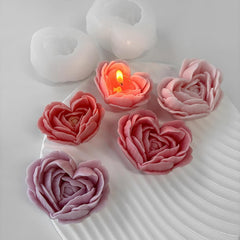 RKPM HOMES Flower Candle Mold I 3D Fondant Heart Leaves Shape Silicone Scented Wax Mould I for DIY Handmade Chocolate Ornament Cake Décor Aromatherapy Soap Resin Art Craft Home Party Decoration (Small)