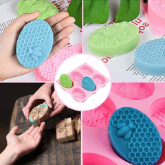 RKPM HOMES 6 Cavities Silicone Soap Molds, Homemade Soap Making Chocolate Baking Molds ,20X10X3 Centimeters(6 Cavity Honey Bee Oval Shape Mold)