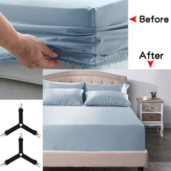 RKPM Bed Sheet Fasteners, 4 PCS Adjustable Triangle Elastic Suspenders Gripper Holder Straps Clip for Bed Sheets,Mattress Covers, Sofa Cushion (4 Pack-Short) White