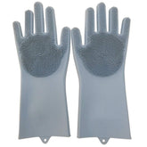 RKPM HOMES Washing Gloves, Reusable Silicone Dishwashing Gloves with Scrubbers for Kitchen, Bathroom Cleaning, Pet Hair Care, Car Washing And More 1 Pair, 2 Gloves, Grey