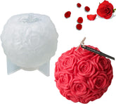 RKPM HOMES Large Rose Ball Candle Mold I 3D Fondant Round Flower Silicone Scented Wax Mould I for DIY Handmade Ornament Chocolate, Cake Décor, Aromatherapy, Plaster, Soap, Resin Art Craft Making