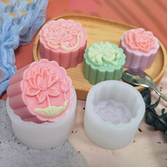 RKPM HOMES Moon Cake Mold I 3D Crystal Snowy Liquid Autumn Mooncake Silicone casting Moulds I for DIY Handmade Cake Chocolate Candy Ice Jelly Pastry Soap Resin Candle Art Craft (Cherry Blossom2 Shape)