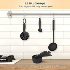RKPM HOMES Measuring Cups and Spoons Set | Hanging Groove & Engraved Measurement | with Ring Holder Multi-Function | Multipurpose Kitchen Tool | with Spout | BPA Free and Dishwasher Safe – Set of 10