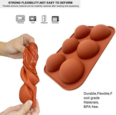 RKPM HOMES Medium 6 Cavity Semi Sphere Silicone Mold, Pack of 1 Baking Mold for Making Chocolate, Cake, Jelly, Dome Mousse Mold Size 19 x 13 x 5 cm (2 Pcs)