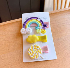 RKPM HOMES 3PCs Baby Girl Cloud Lollipop Rainbow Hair Clips Set For Girls Toddler Kids Princess Hair Pins Clips Barrettes Hair Accessories (Yellow)