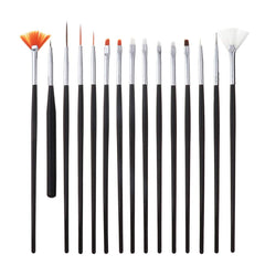 RKPM HOMES UV Gel Acrylic Nail Painting Brushes/Drawing Pen/Nail Art Design Painting Tool Pen Polish Nail Brush Set Of - 15 Pieces - Black
