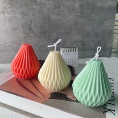 RKPM HOMES Pear Shape Candle Mold I 3D Silicone Striped Tapered Geometric Epoxy Mould I for DIY Handmade Ornament Chocolate, Cake Décor, Aromatherapy, Soap, Resin Art Craft Making - 1 Cavity