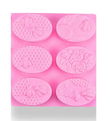 RKPM HOMES 6 Cavities Silicone Soap Molds, Homemade Soap Making Chocolate Baking Molds ,20X10X3 Centimeters(6 Cavity Honey Bee Oval Shape Mold)