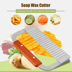 RKPM HOMES Crinkle Cutter | Stainless Steel Hardwood Handle Wavy Slicer Cutter | Slicer for Fruit, Vegetable, Carrot, Potato, Soap Molds | French Fry Salad Chopping Knife | Cutting Tool for Kitchen