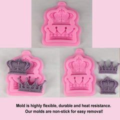 RKPM HOMES Crown Fondant Silicone Molds Princess Crown Fondant Cake Molds Crown Heart Mold for Sugar Chocolate Mold Wedding Cake Decoration Tools (2 Cavity Crown)
